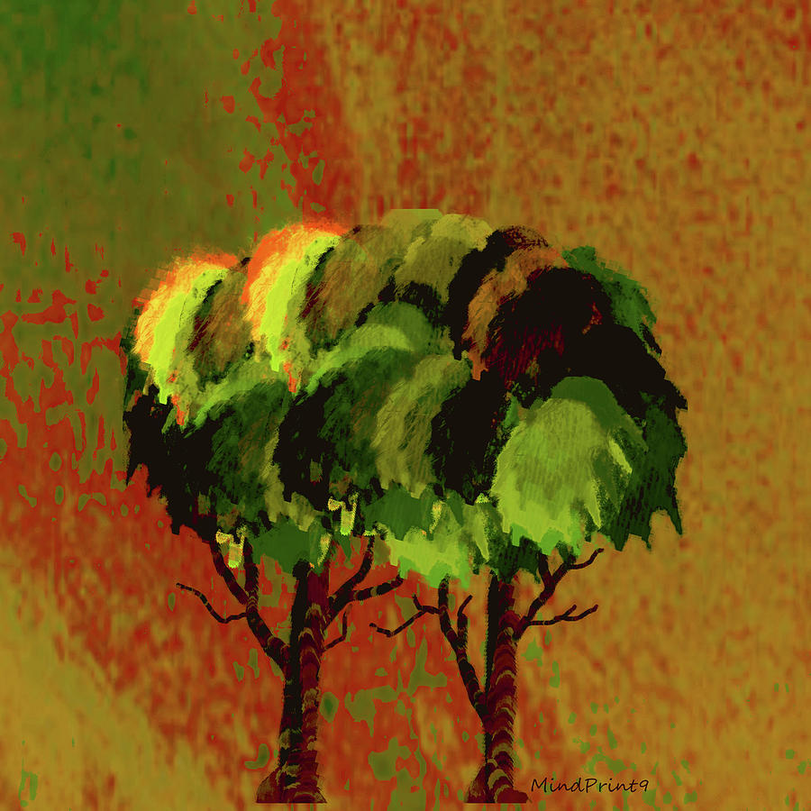 Two Trees Together Digital Art by Asok Mukhopadhyay