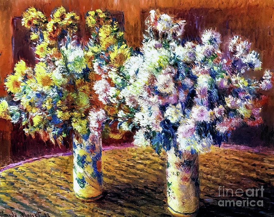 Two Vases With Chrysanthems by Claude Monet 1888 Painting by Claude Monet