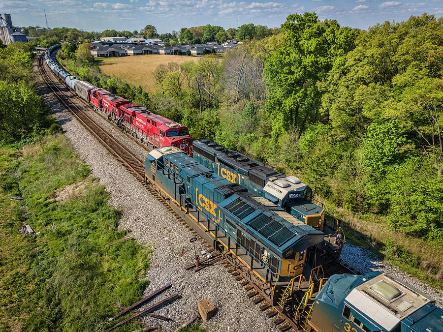 Two way meet at Courland TN on the CSX Henderson Subdivision Photograph by Jim Pearson