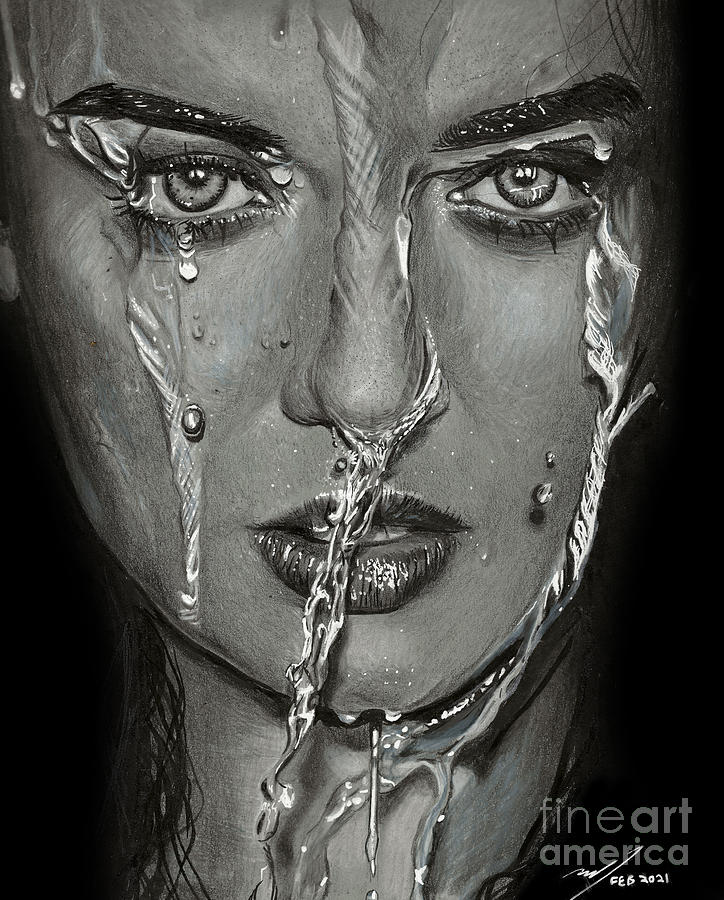 Woman Drawing - Two Wet Too by Michael McKenzie