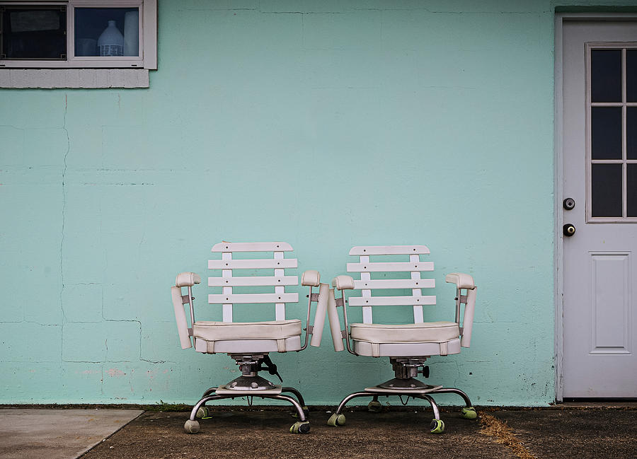Two White Chairs Photograph by Steve Stanger
