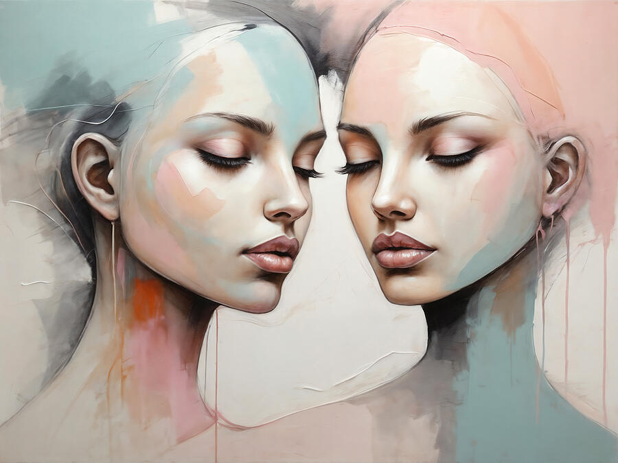 Twins Digital Art - Two Women by Mark Greenberg