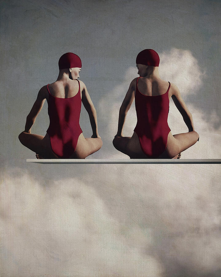 Two Women on a Diving Platform Digital Art by Jan Keteleer