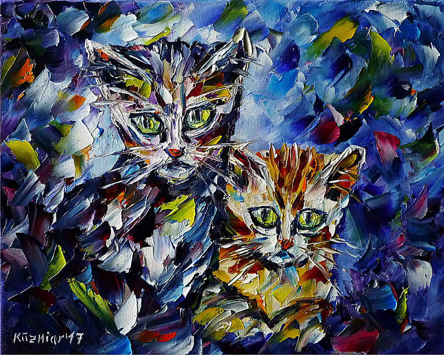 Two Young Kittens Painting by Mirek Kuzniar