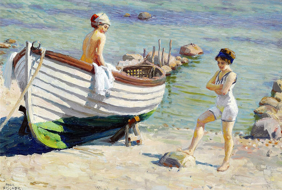 The bathers. Two young women on a beach - Digital 