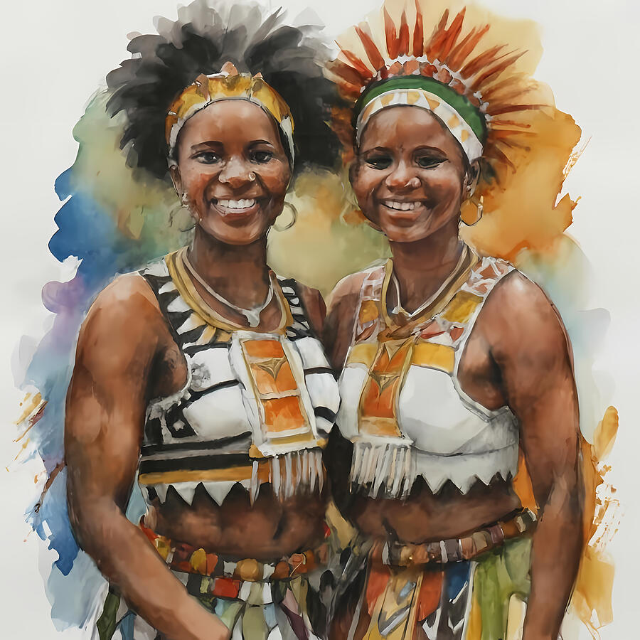 Two Zulu traditional young ladies from South Africa Digital Art by ...