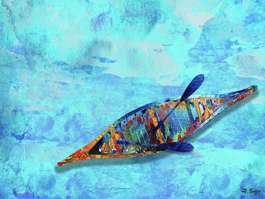 Primary Colors Painting - Twos Company Canoe Art by Sharon Cummings