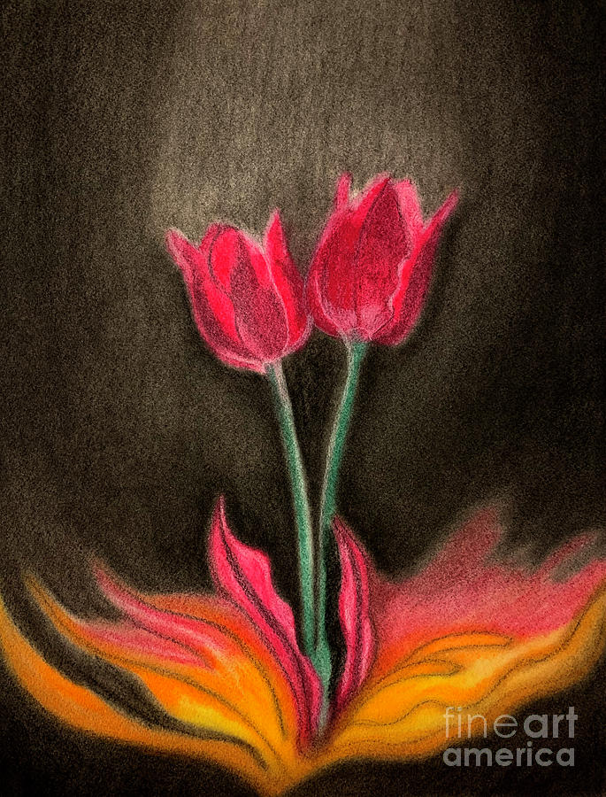 TwoTulips Pastel by Christine Perry