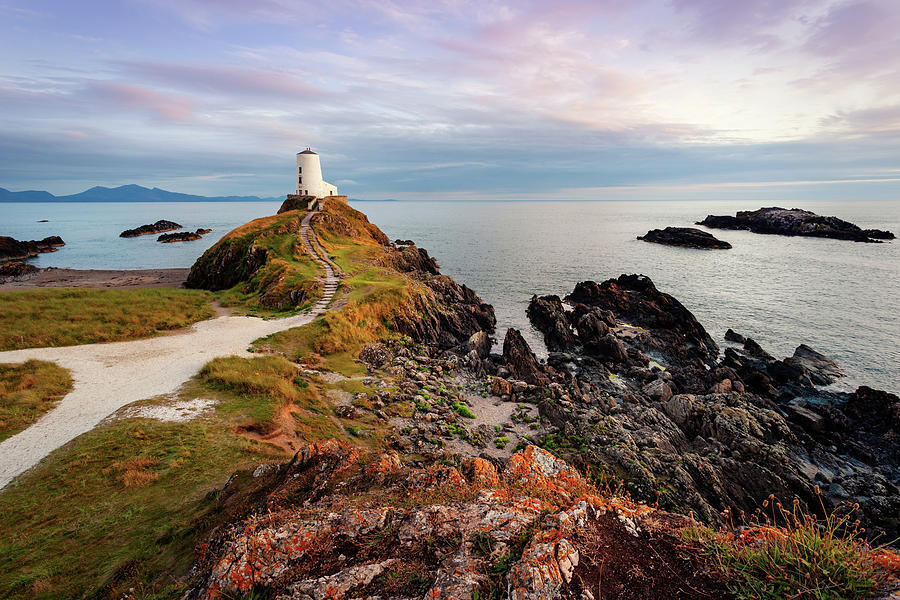 Twr Mawr Lighthouse at sunset, Anglesey, North Wales Photograph by Victoria Ashman