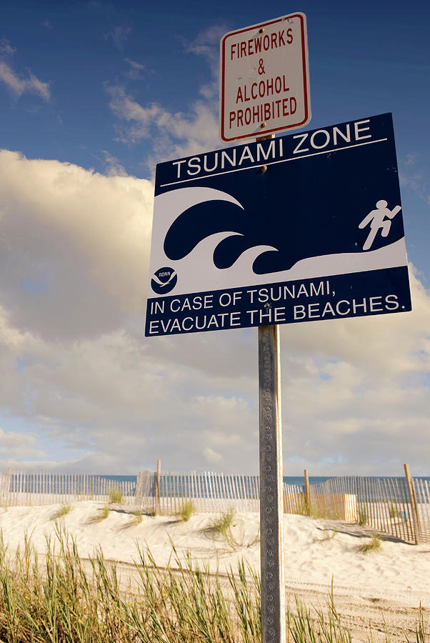 Tsunami Zone Sign Myrtle Beach South Carolina Photograph by Bob Pardue