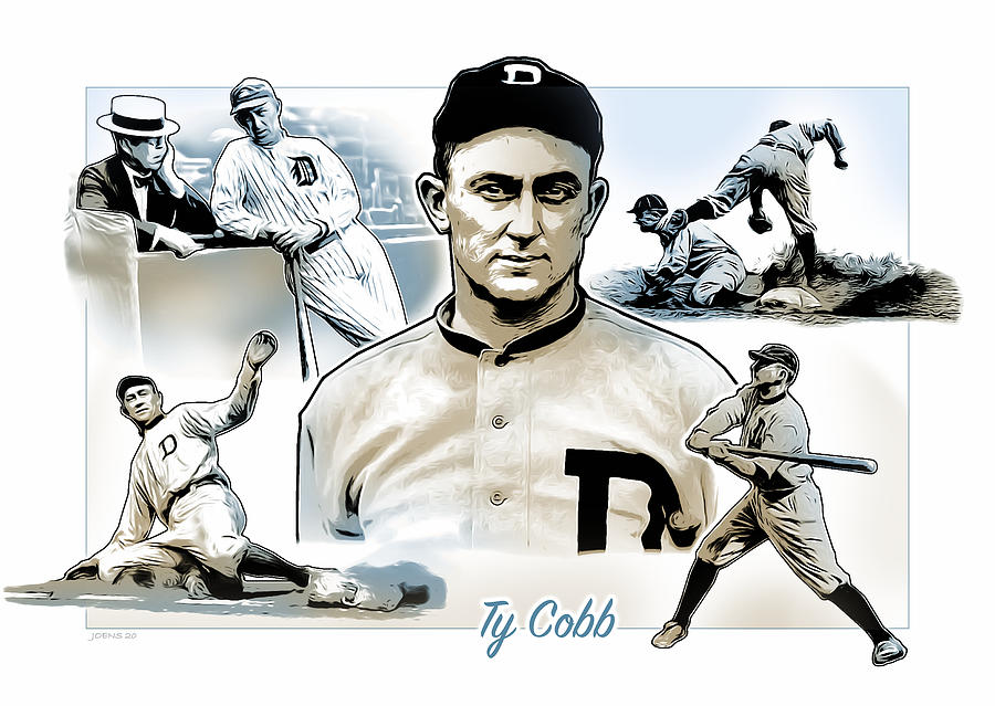 Ty Cobb Montage Drawing by Greg Joens