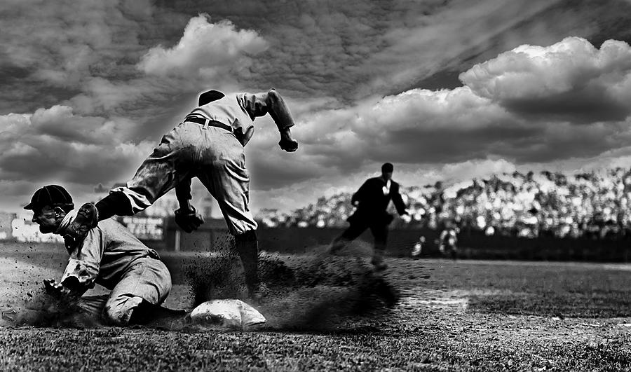 Ty Cobb Stealing Third Base 1909 Photograph by Charles M Conlan