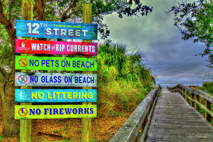 Tybee Island GA A Walkway To The Sea Seascape Signage Art  Photograph by Reid Callaway