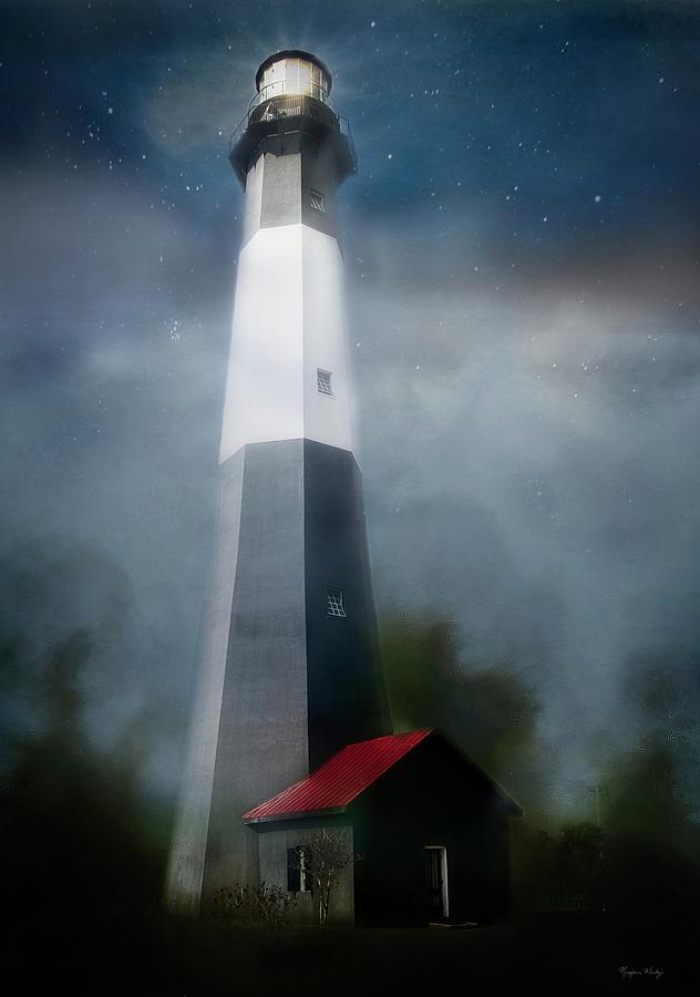 Tybee Island Lighthouse at Night Photograph by Marjorie Whitley