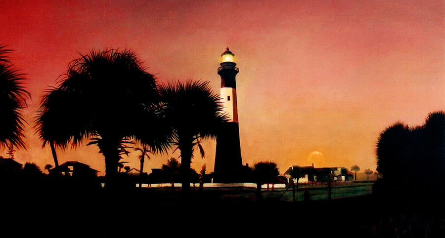 Tybee Island Lighthouse Painting by Blue  Sky