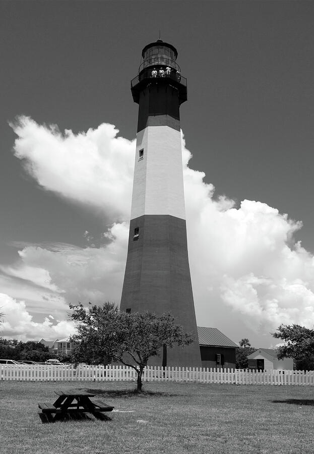 Tybee Island Lighthouse Georgia 2 BW Photograph by Bob Pardue
