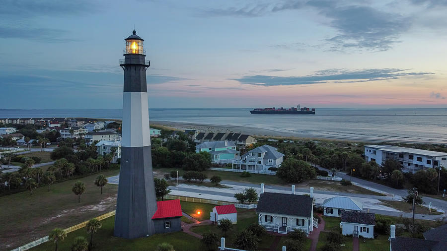 Tybee Light and Ship Photograph by Bradford Martin