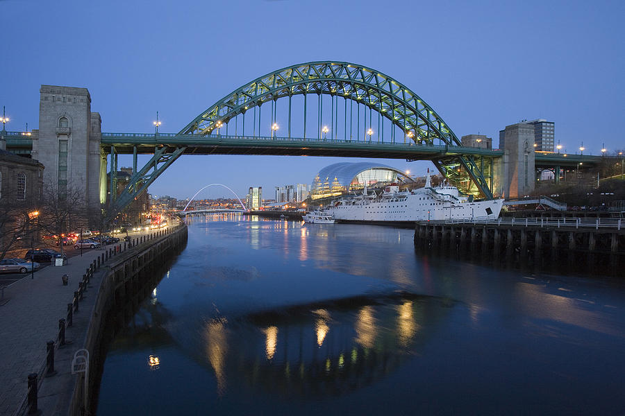 Tyne Bridge and Millennium Bridge over the River Tyne, Newcastle-upon-Tyne, United Kingdom Photograph by Steve Allen
