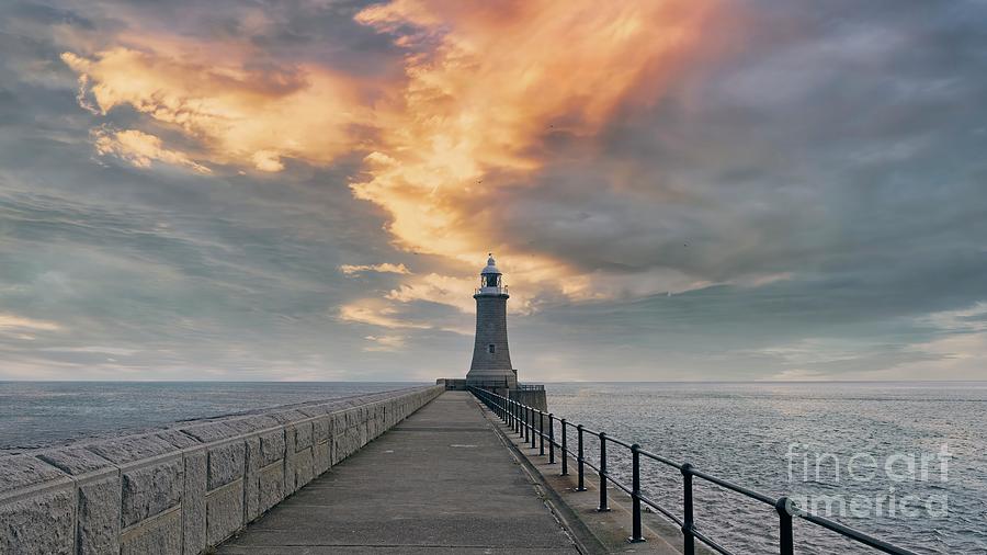 Tynemouth Lighthouse Dramatic Seascape - 1, Northumberland, UK Photograph by Philip Preston