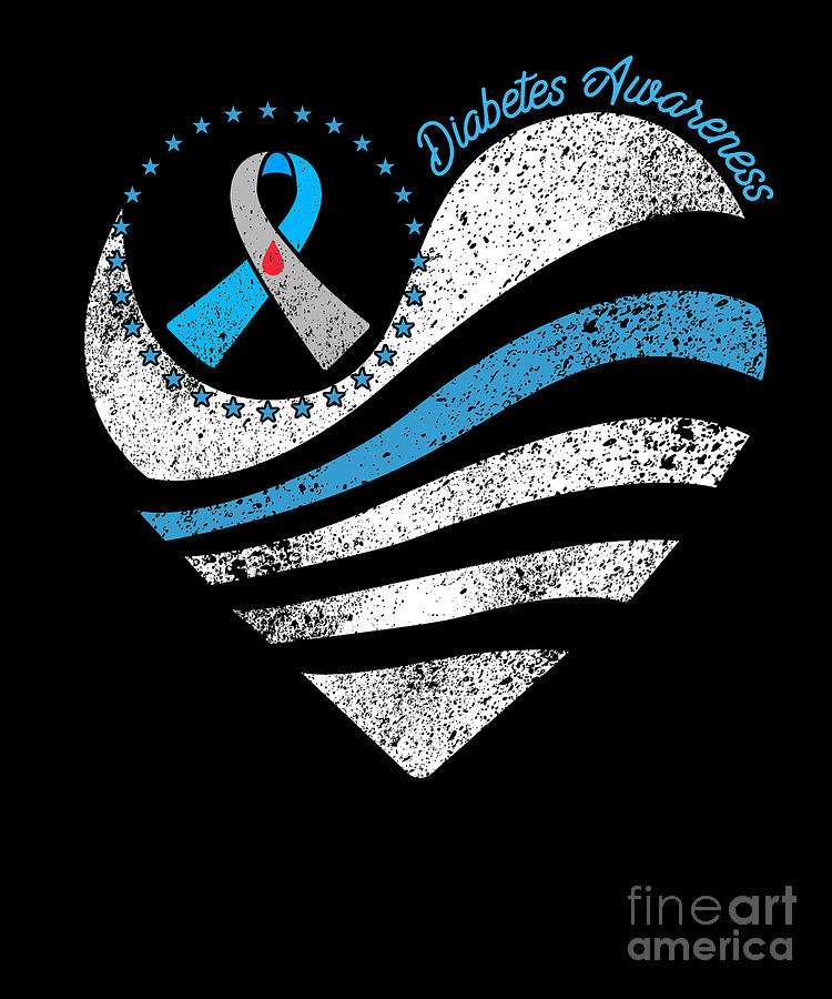 Type 1 Diabetes Awareness Heart Ribbon Digital Art by Yestic