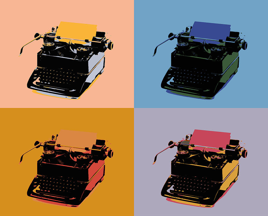 Typewriter Pop Art Panels Mixed Media by Dan Sproul