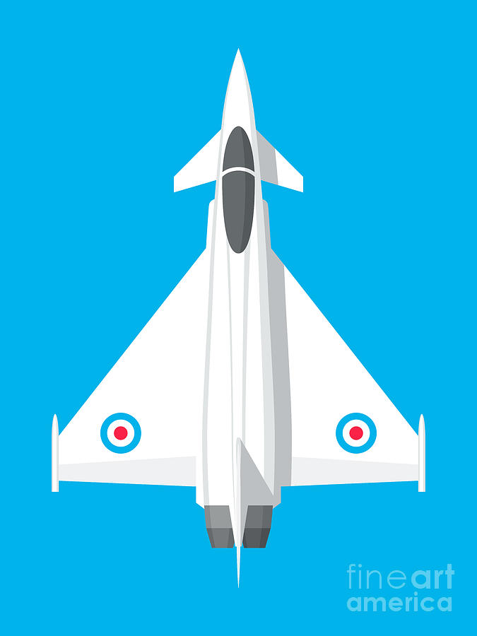 Jet Digital Art - Typhoon Jet Fighter Aircraft - Cyan by Organic Synthesis