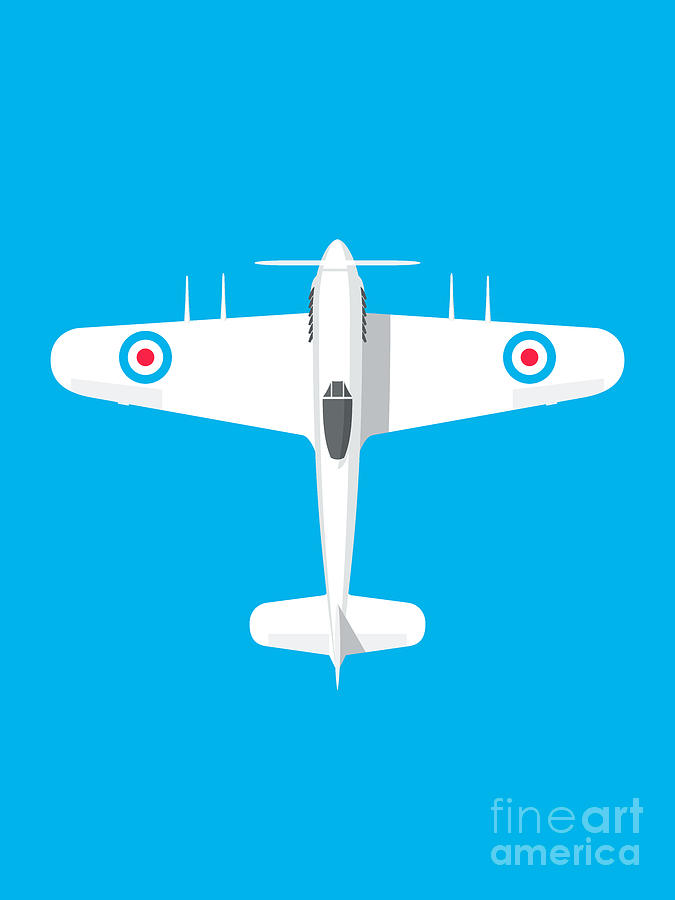 Airplane Digital Art - Typhoon WWII Fighter Aircraft - Cyan by Organic Synthesis