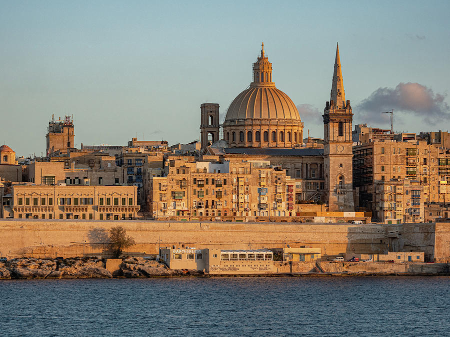 Typical and famous skyline of Valletta - the capital city of Malta