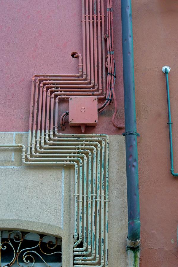 Typical but Neet Wiring on Buildings in Tuscany Italy Photograph by Douglas Barnett