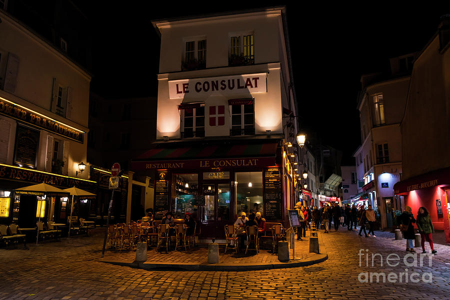 Typical french restaurant at night Photograph by Vicente Sargues