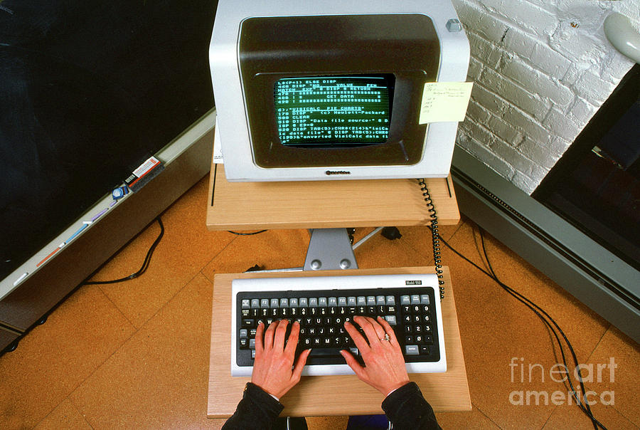 Typing on a Keyboard of a Televideo Terminal Computer Model MDL ...