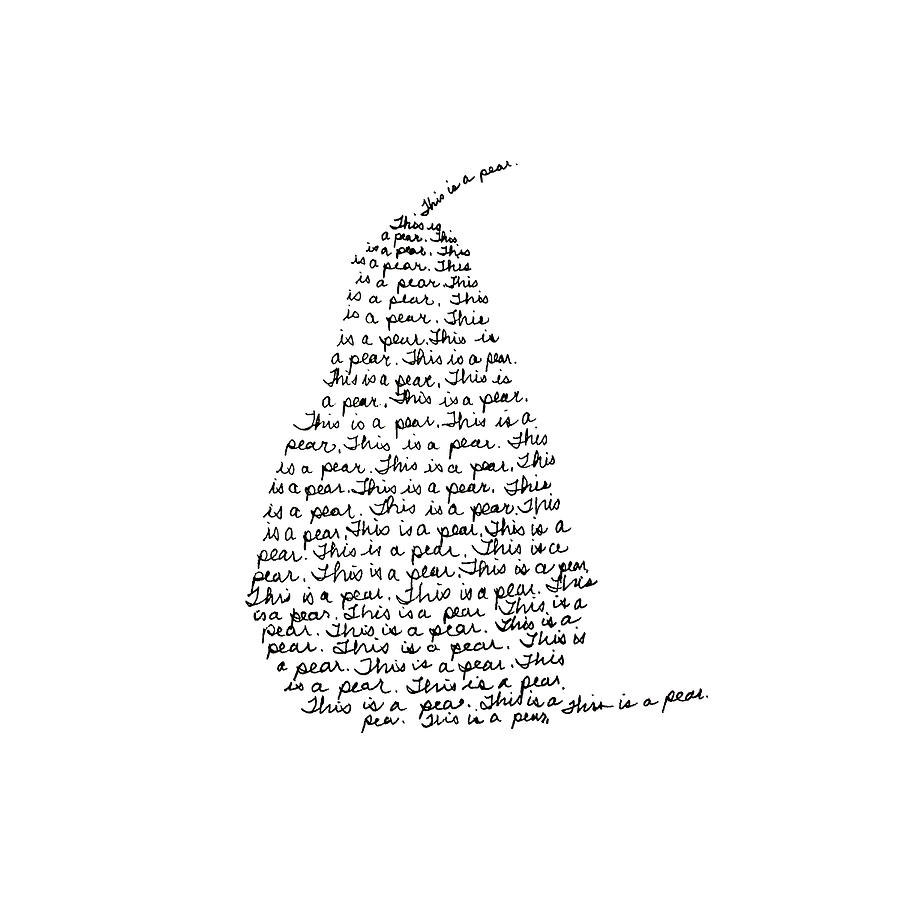 Typographic Pear Drawing Drawing by Nancy Merkle