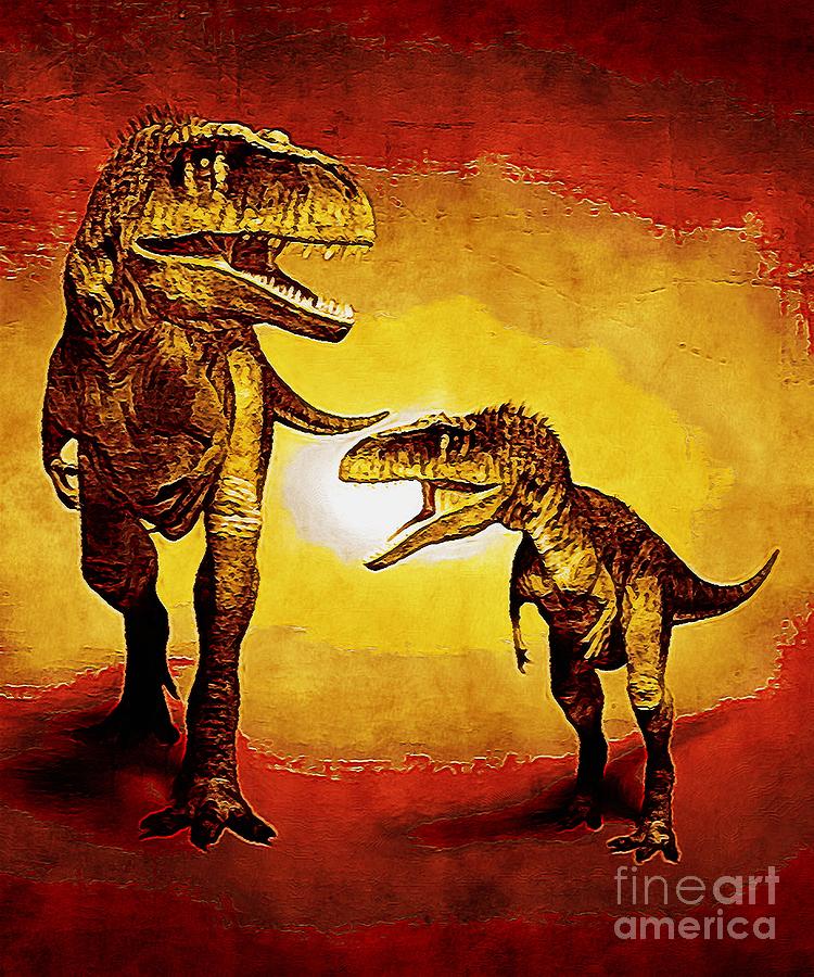 Tyrannotitan Dinosaur with Red and Yellow Effect Digital Art by Douglas Brown