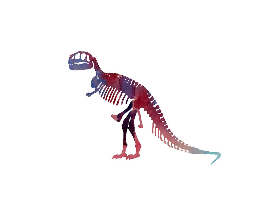 Tyrannosaurus Rex Skeleton Poster red Painting by Shaw Heather | Fine ...