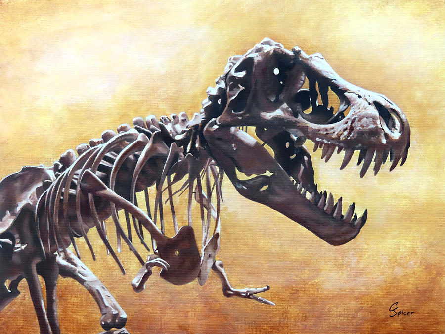 Tyrannosaurus Skeleton Painting by Christopher Spicer