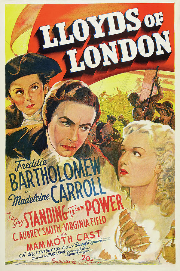 TYRONE POWER, FREDDIE BARTHOLOMEW and MADELEINE CARROLL in LLOYDS OF LONDON -1936-. Photograph by Album