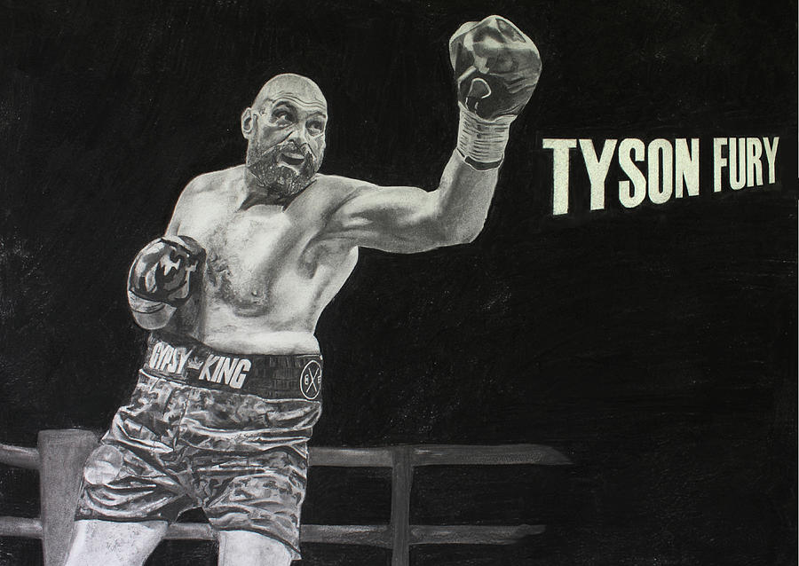 Black And White Drawing - Tyson Fury Gypsy King Wall Art by Holly Marsden