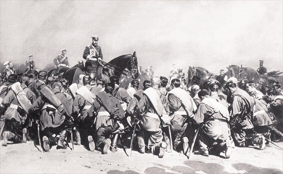 Tzar Nicholas II Riding Among his Troops, c1905 Photograph by Karl ...