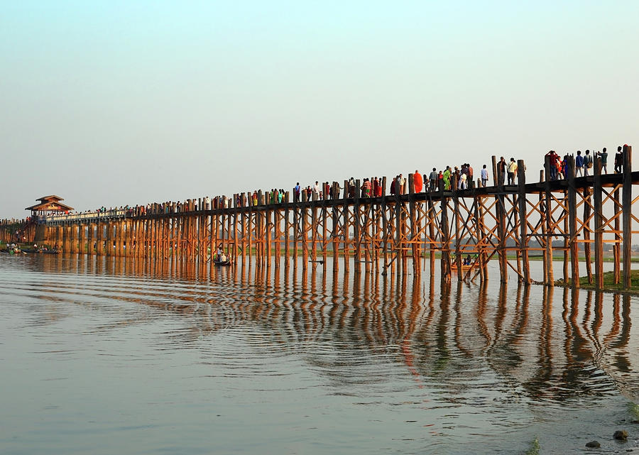 U-Bein teak bridge in Mandalay, Myanmar Photograph by Mikhail Kokhanchikov