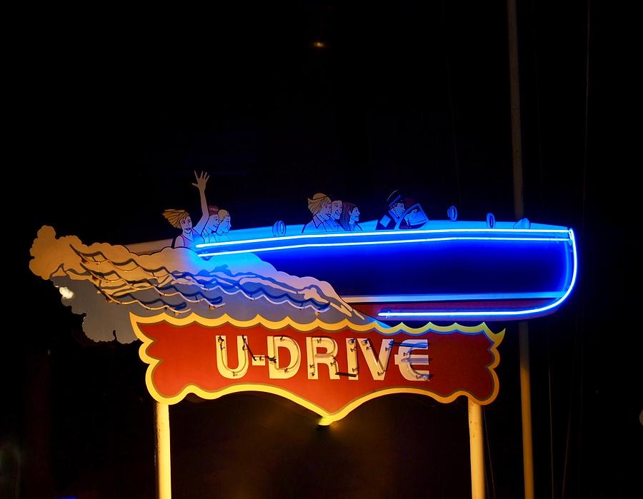 U-Drive Neon Sign Photograph by Denise Benson