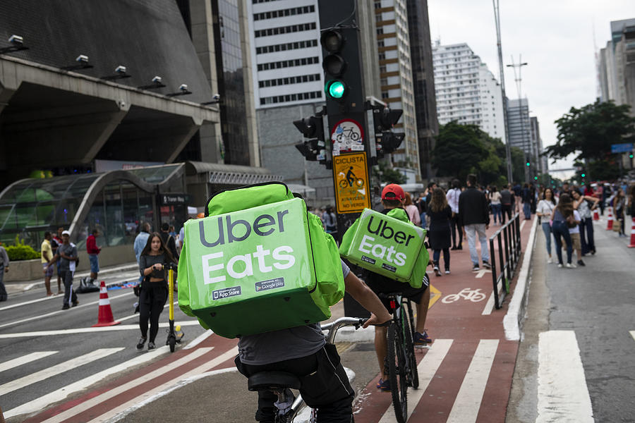 Uber Eats bicycle delivery in São Paulo, Brazil Photograph by Joel Carillet