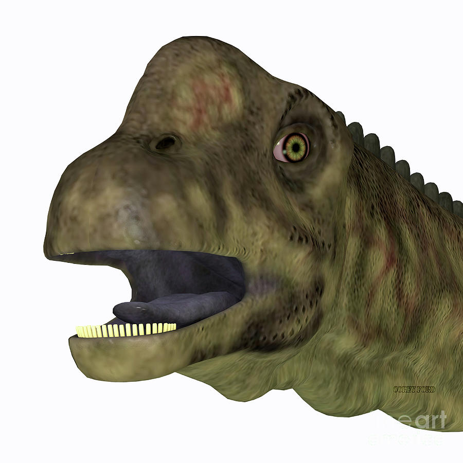 Uberabatitan Dinosaur Head Digital Art by Corey Ford