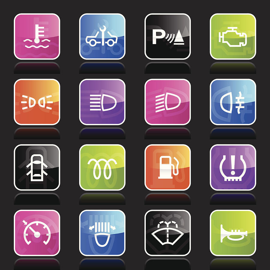 Ubergloss Icons - Car Control Indicators Drawing by Aaltazar