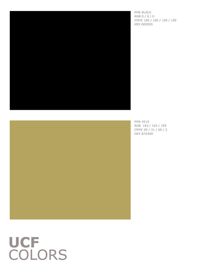 UCF College Sports Team Official Colors Palette Minimalist Mixed Media ...