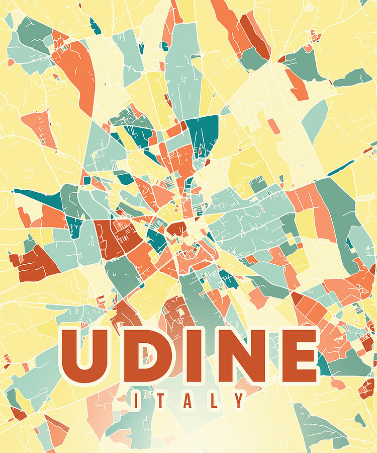 Udine Italy Map Digital Art by Alexandru Chirila Pixels