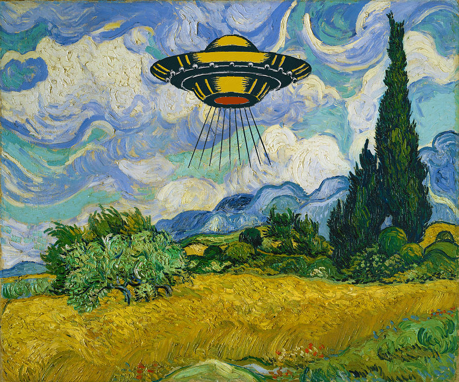 Ufo Alien Abduction Starry Night Van Gogh Painting 2 Painting