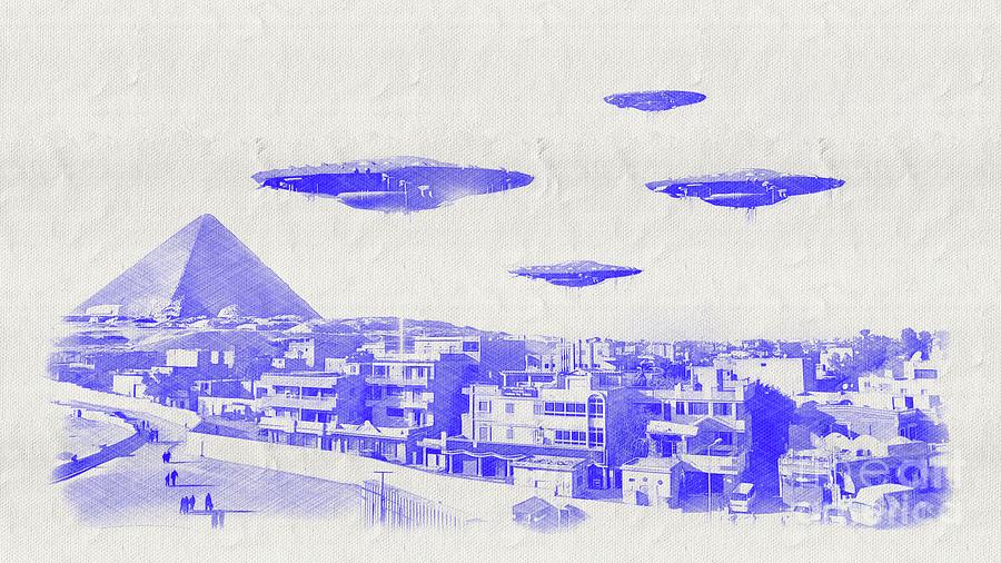 UFO Blueprint Digital Art by Esoterica Art Agency
