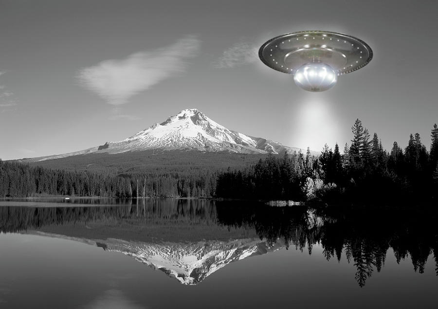 Black And White Photograph - UFO near Mount Hood, Oregon by Buddy Mays