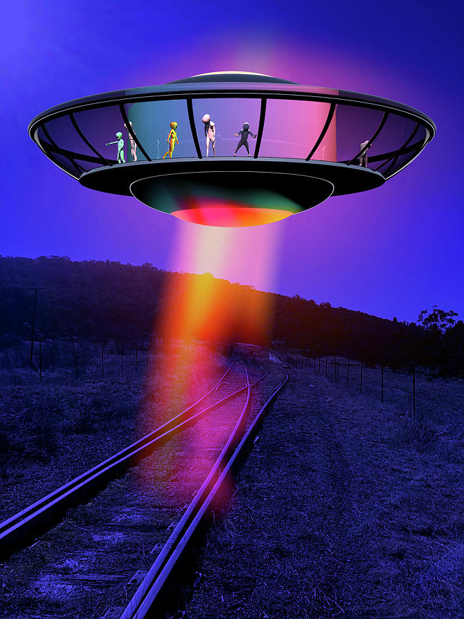 UFO Off the Rails Digital Art by Russell Kightley