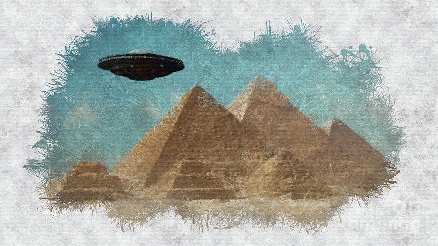 UFO Over Pyramids Painting by Esoterica Art Agency